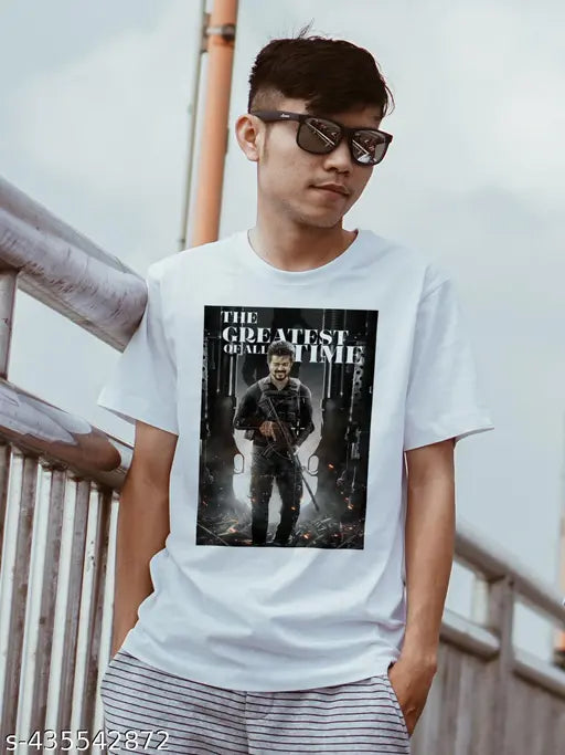 Thalapathy Vijay printed Polycotton men's t-shirts, round neck, half sleeves - India