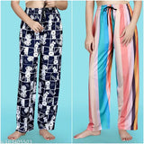 Trendy polycotton maxi printed pyjama set in vibrant digital design, perfect for relaxing at home, S/M sizes, Indian origin