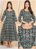 Rayon Anarkali Kurti for Women, printed festive casual wear wedding dress, rayon fabric, three-quarter sleeves, Indian ethnic suit on hanger