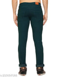 Just Black men's straight green cotton blend jeans, solid net, display one size 30-48, India origin