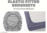 Premium cotton elastic queen size fitted bedsheets, double bed with all-around elastic, floral pattern on soft, durable cotton fabric