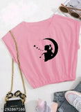 Printed cotton blend special crop top, short sleeves, India-made fashion