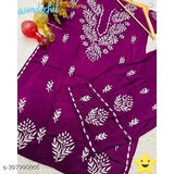 Rayon embroidered chikankari gala daman kurti and plazo set, three-quarter sleeves, Indian handcrafted fashion