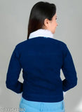 Women's denim standard length jacket, solid net quarter-sleeve design, XL size from India