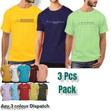 Cotton men's roundneck t-shirts - Solid color, short sleeves, India made (Pack of 3)