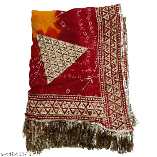 Embroidered Georgette Rajputi Poshak set: Lehenga, Kurti, Odhani, Astar - Indian party wear