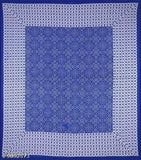 Blue cotton double bed bedsheet with Sanganeri print Chunri pattern, includes 2 pillow covers. Indian-made quality bed linen." (98 characters)