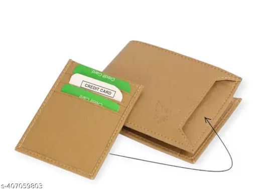 Beige faux leather formal wallet for men, 2 compartments, perfect for travel and special occasions like Valentine's Day or Holi Diwali celebrations