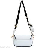 White canvas & leather sling, free size solid net accessory from India