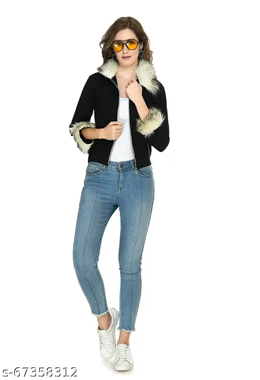 Black velvet waistcoat for trendy modern women's fashion, solid pattern, long sleeves