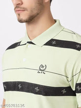Regular fit striped cotton polo T-shirt, short sleeves, logo on chest, India origin