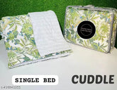 Green Flower Microfibre Polyester Reversible AC Comforter (220 GSM), single bed size for cozy warmth in mild winters and air-conditioned rooms, easy machine washable