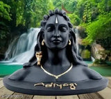 Black plastic Aadiyogi small home decor idol, ideal for festivals and worship