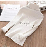 Stylish, long-sleeved wool Kids Sweater in solid colors, perfect for winter. Indian made children's highneck skivi set