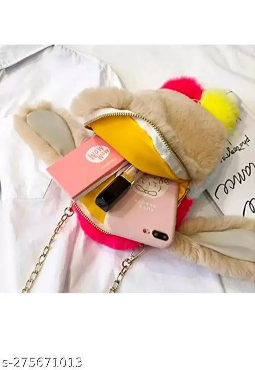 Multicolor Faux Leather Rabbit crossbody sling for kids, perfect for fun and trendy outfits
