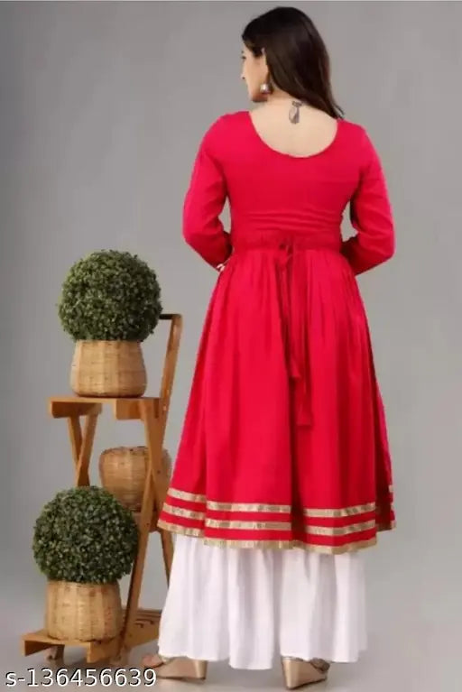 Rayon kurta set for women and girls, solid pattern in multiple sizes M-XXL, Indian self-designed rayon clothing set