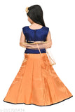 Blue orange Art Silk lehenga & net dupatta with embellishments, traditional Indian ethnic partywear for girls aged 3-9 years