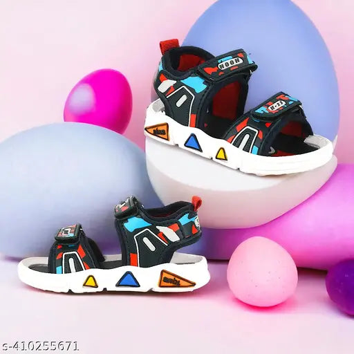 Dark Blue embellished net sandals for Little Champ and Cindrella, breathable, waterproof with long-lasting Velcro - summer-friendly shoes for ages 15 years