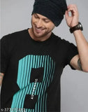 Black polyester t-shirt with excellent print, short sleeves, great for summers and autumn seasons