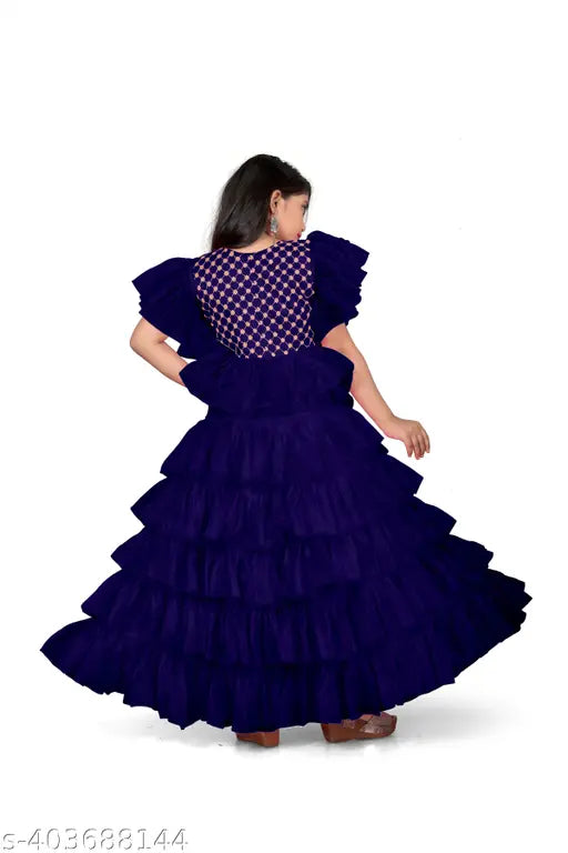 Net best gown, solid pattern, short sleeve dress for 5-16 years old girls, made in India