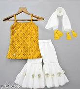 Georgette and Rayon Tinkle Stylus girls top & bottom sets, Indian-inspired princess outfit for 6 months to 8 years
