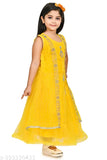 Embroidered net sleeveless gown for dress (2-3 to 12-13 years), Indian handcrafted party wear