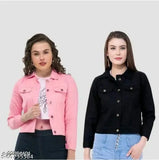 Cotton blend black and pink jackets and waistcoats for girls, fashionable ladies wear in two sizes: S & M