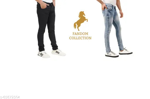 Hard denim men's jeans pack of 2, solid pattern, sizes 28, 30, and 32