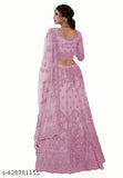 Net embroidered semi-stitched lehenga choli & dupatta set, intricate Indian bridal wear