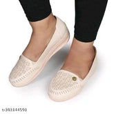 Synthetic pink ballerina flats, solid design, Indian-made footwear