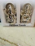 Silver Ganesha Laxmi set for Diwali, intricately-detailed Indian idols (4x2.5x8cm)