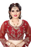 Golden-maroon embroidered Lehenga Choli and dupatta set, high-quality net fabric, Indian designer fashion
