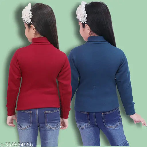 Stylish Maroon & Blue Woolen High Neck Full Sleeve Sweater Combo for Kids Size 18 years, ideal for colder months