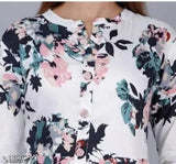 Rayon printed Anarkali gown with three-quarter sleeves, M size (bust 40in, length 48in), Indian fashion for women