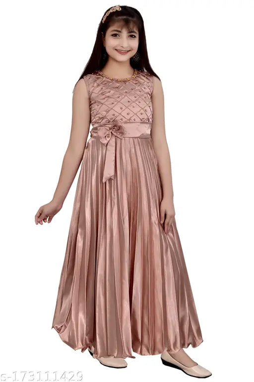 Silk blend striped net sleeveless party dress for girls aged 3-10, Safia Collection design from India