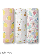 Citrus Groove Collection: 3 x 100cm x 100cm Cotton Muslin Swaddlers - Breathable, versatile, & skin-friendly for babies