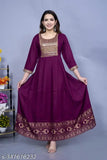 Purple rayon Wine gold yug with zari woven net, cotton cambric dupatta. Indian traditional clothing for sizes M-6XL