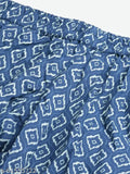 Divena Indigo Printed Cotton Nightsuit: Vibrant indigo sleepwear with collar neck & side slit, 100% cotton, ideal for all seasons