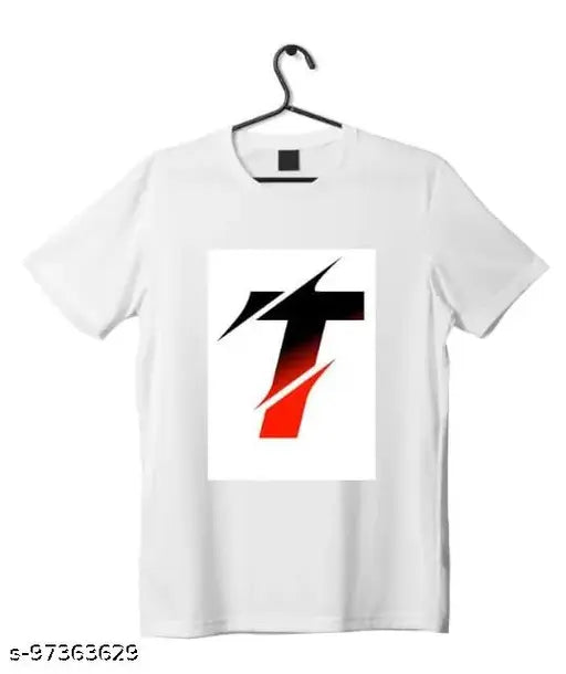 T Alphabet Design men's polyester t-shirt, trendy and stylish with swag print, XS to XXL sizes available