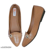 Synthetic beige ballerinas for women - slip-on flats with aR.38 size, Indian origin