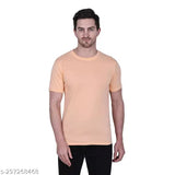 Peach solid cotton D Men's regular fit T-shirt, perfect for Indian summer, BIO-Washed premium quality, comfortable and breathable