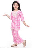 Rayon three-quarter sleeve printed kurtis for girls, cute funky design in various sizes from 0-1 to 5-6 years