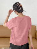 Classic wool long-sleeve self-design T-shirt for women, featuring a single piece in sizes XS, M, L, XL. Made in India