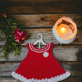 Handmade woolen baby frock by Vardhman wool, sleeveless self-design in natural tones for toddlers aged 6-24 months, India origin