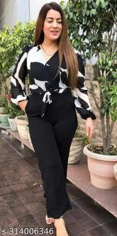 Stylish short-sleeved Georgette jumpsuit for women, solid color, XS-L sizes, Indian origin