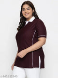 Plus-size women's dry-fit lycra polo t-shirt, solid color in Lycra fabric, ideal for active wear from Kepa, India