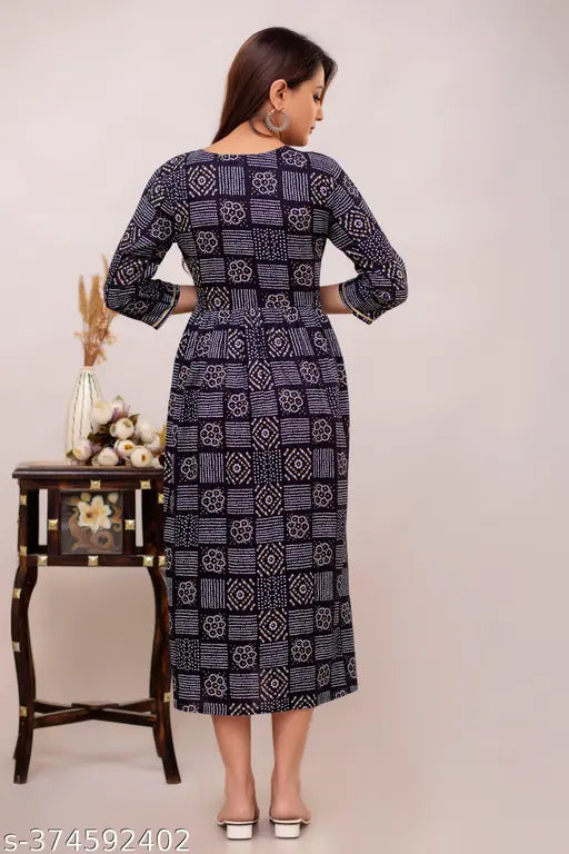 Rayon Anarkali Kurta, printed in India, available in sizes S-50