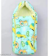 Green cotton sleeping bag for newborn babies aged 9 months, long sleeves, solid pattern design