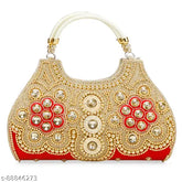 Golden PU bridal party clutch (11x6x2in, 1 compartment & 1 inner pocket), perfect for festive and wedding events