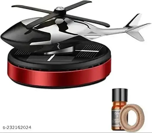Red alloy solar helicopter air freshener, aromatherapy accessory for car interior decoration. Suitable for car and motorcycle. Car fragrance with helicopter design, other automobile showpiece